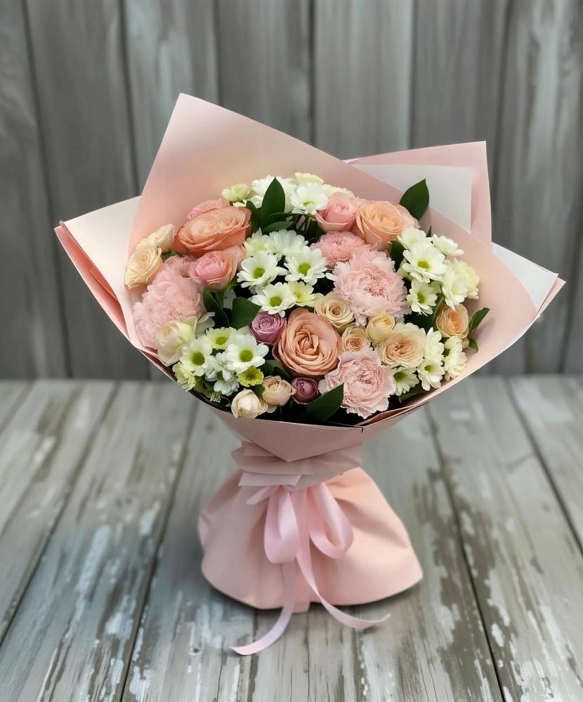 Букет цветов из: Гвоздики, Розы и Хризантемы в Озерном