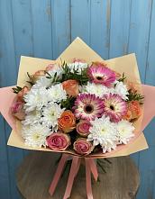 Букет цветов из:  Розы, Герберы и Хризантемы #REPLACE_PRED# Озерном