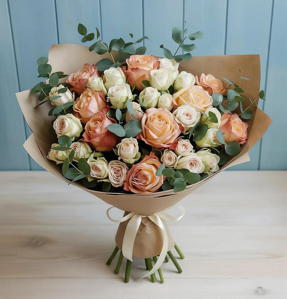 Букет цветов из: Альстромерии и Розы в Озерном