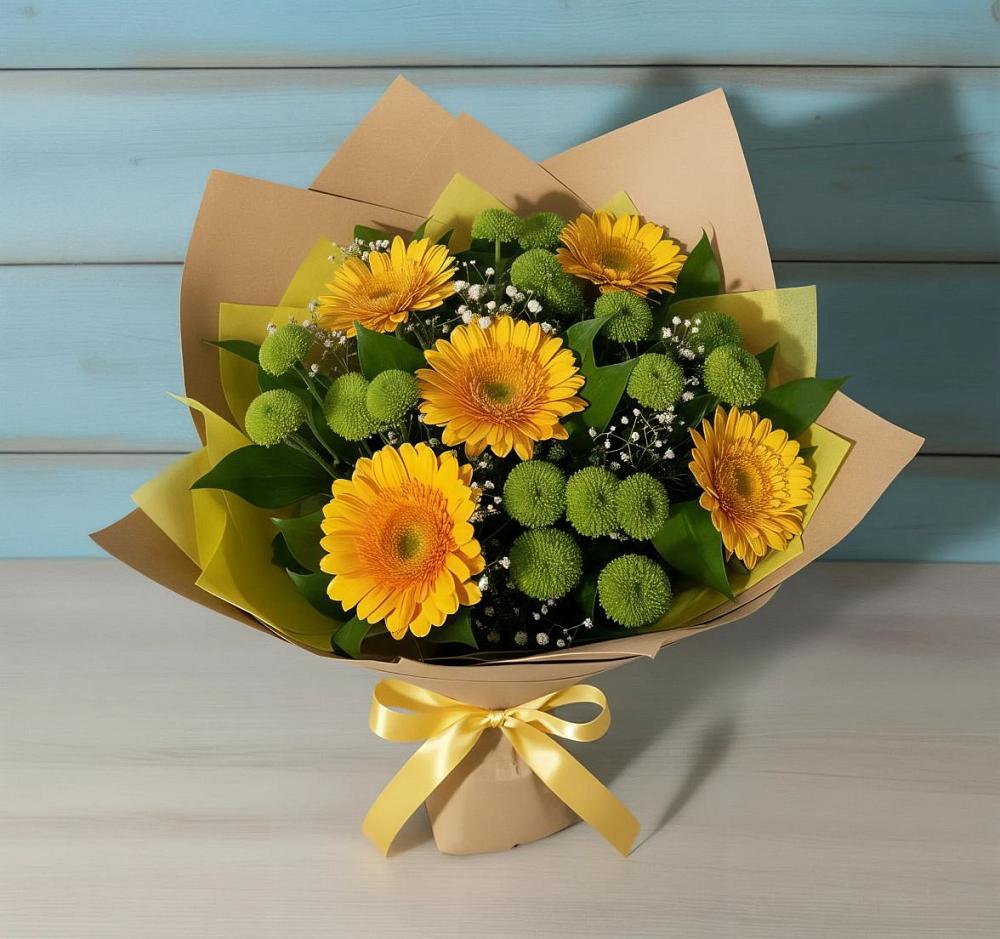 Букет цветов из: Герберы и Хризантемы в Озерном