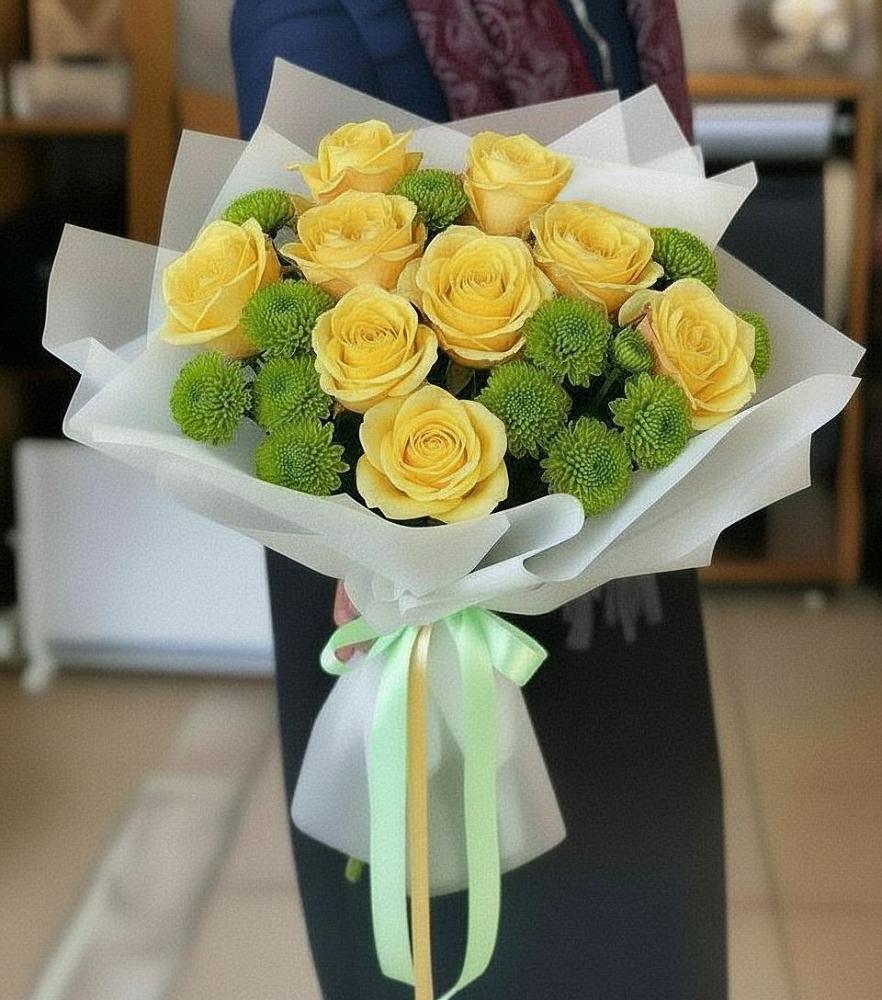 Букет цветов из: Хризантемы и Розы в Озерном