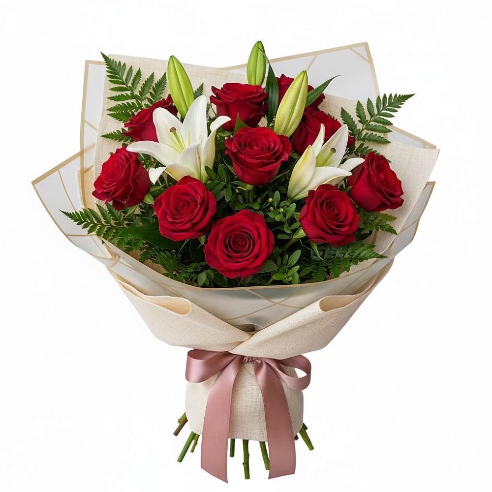 Букет цветов из: Лилии и Розы в Озерном