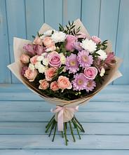 Букет цветов из:  Хризантемы, Розы и Альстромерии #REPLACE_PRED# Озерном